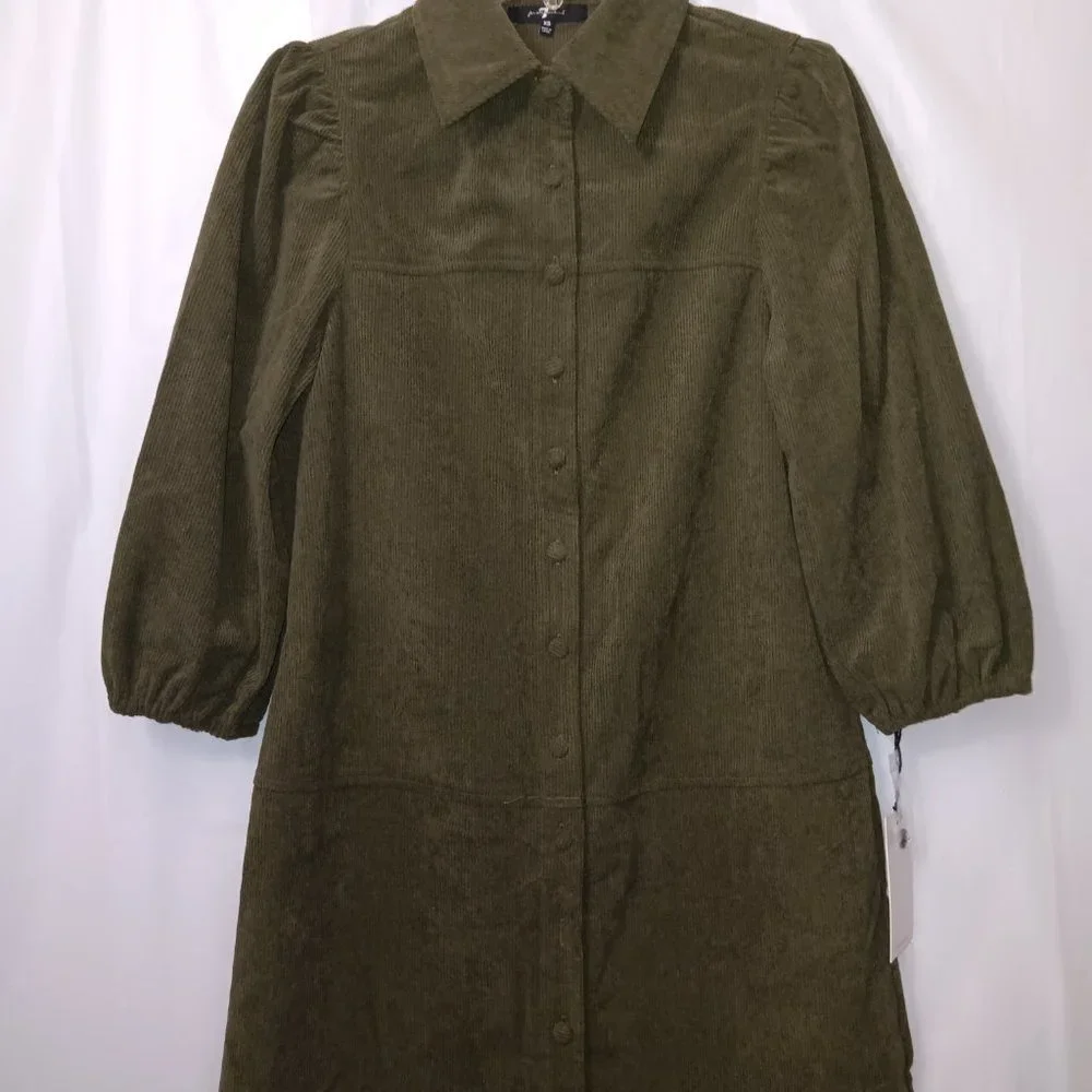 7 FOR ALL MANKIND CORDUROY PUFFY SLEEVE DRESS